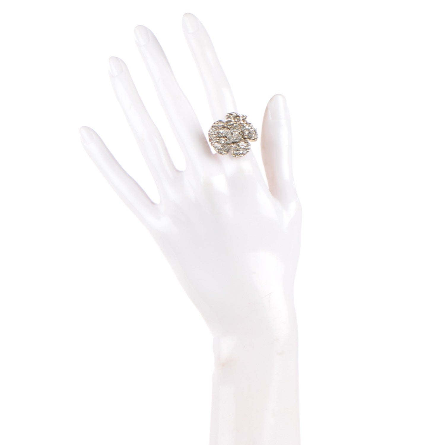 Chanel Swarovski Crystal Camellia Ring 6.5 2 of 5