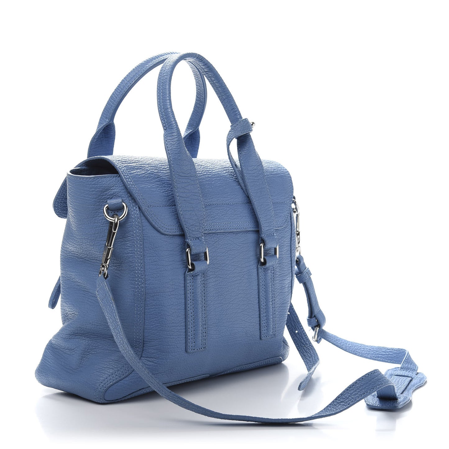 3.1 Textured Calfskin Medium Pashli Satchel Light Blue