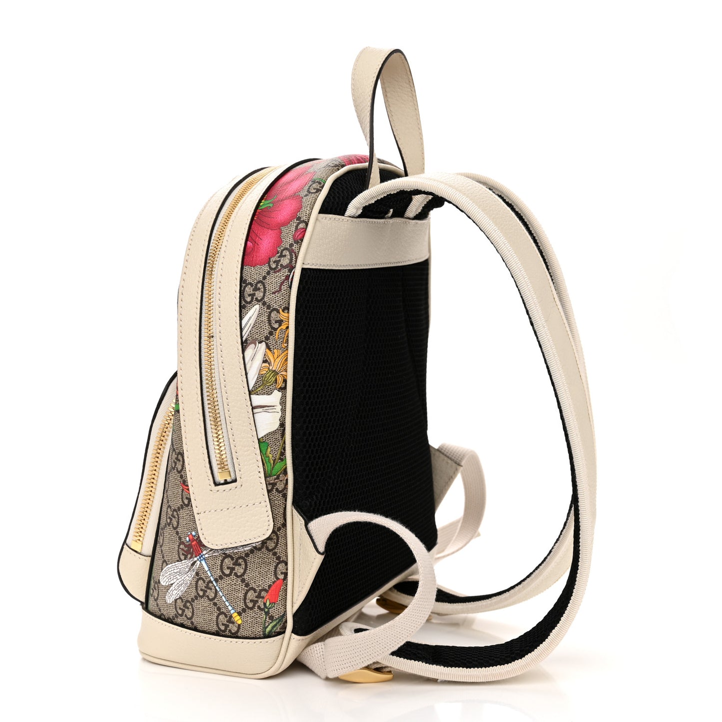GG Supreme Monogram Flora Web Small Ophidia Day Backpack White