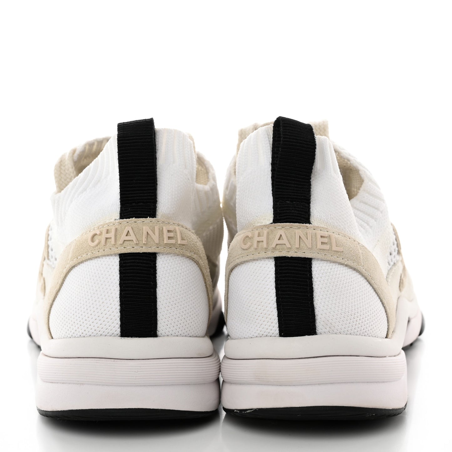 Mesh Suede Fabric Womens CC Sneakers 40 White Ivory Light Beige