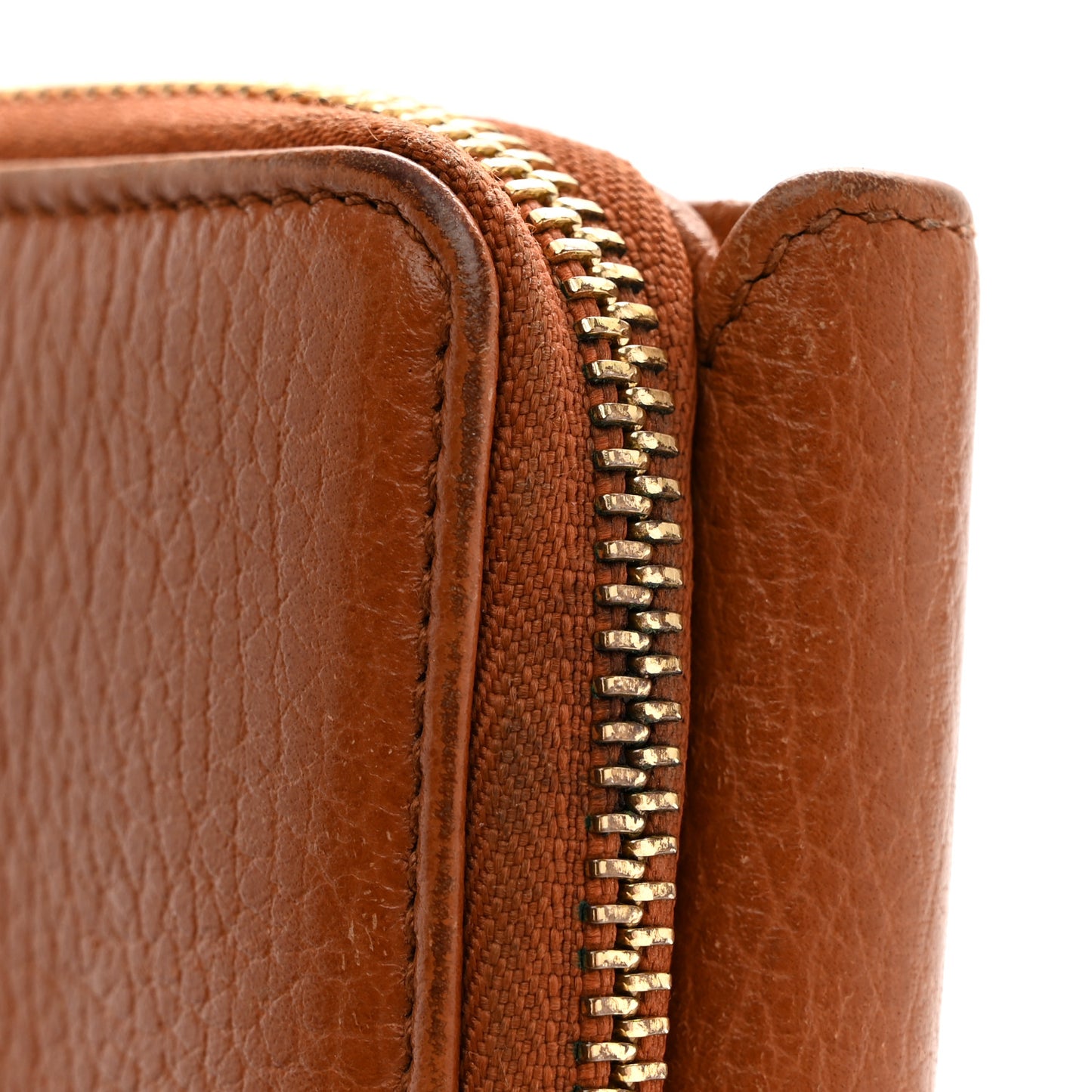 Grained Calfskin Continental Zip Wallet Tan