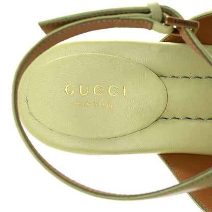 Gucci Calfskin Double G Thong Flat Sandals 38 Pistachio Green 8 of 9