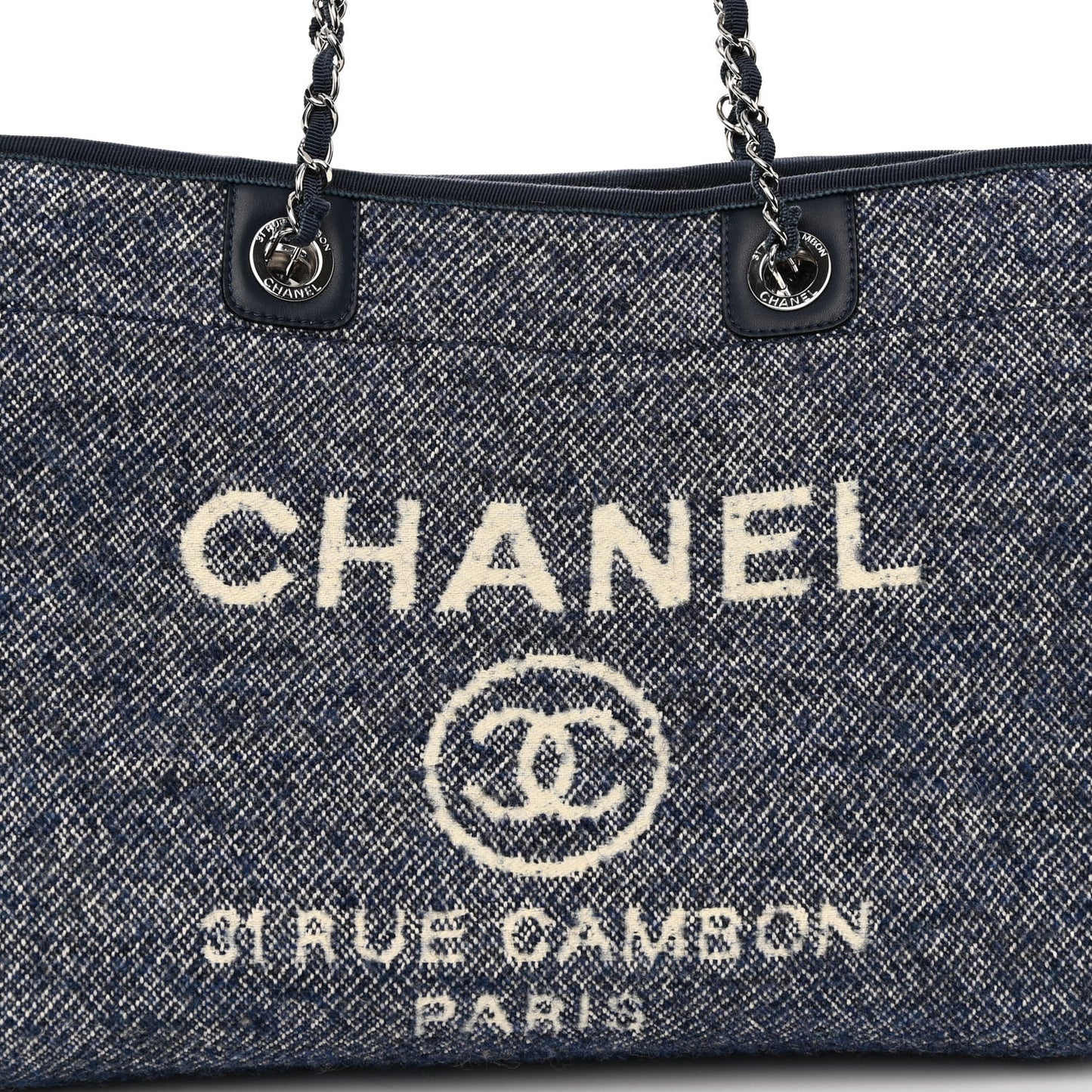Mixed Fibers Calfskin Small Deauville Tote Blue