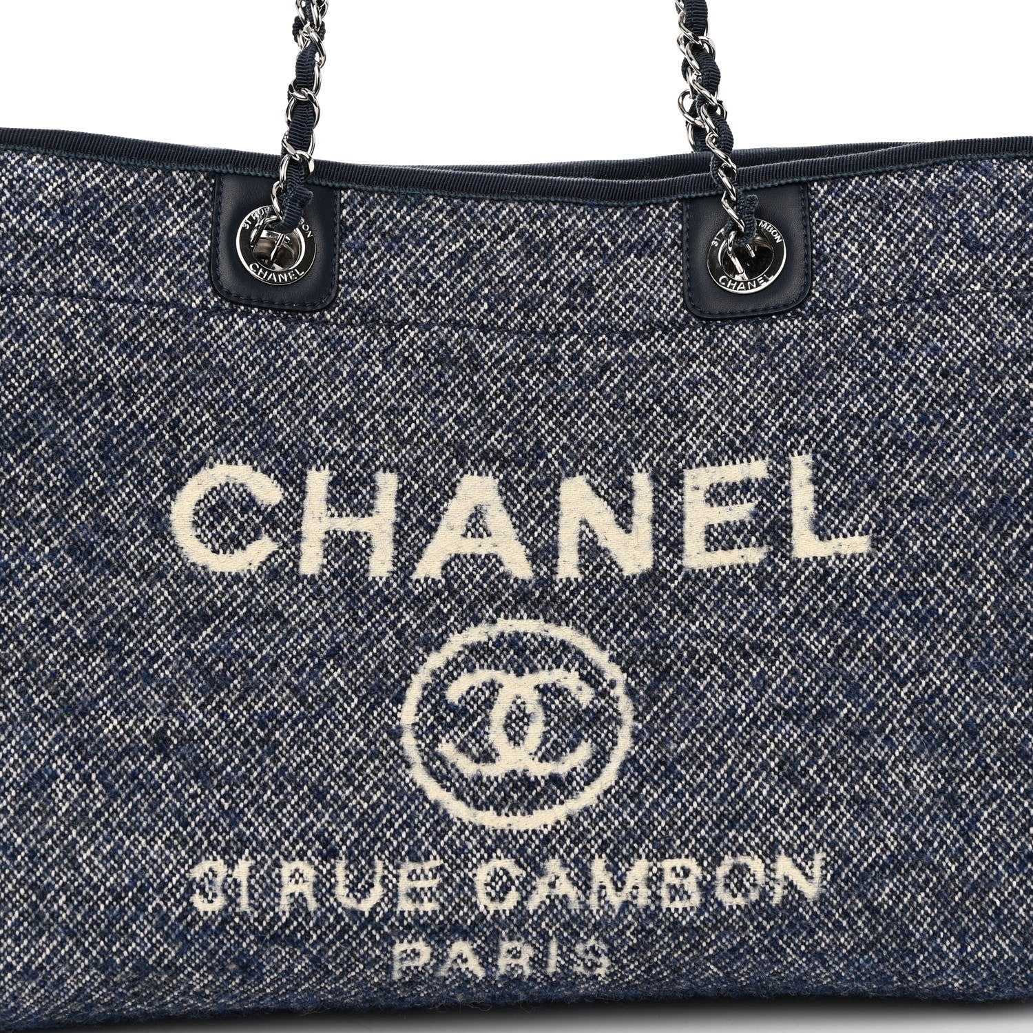 Chanel Mixed Fibers Calfskin Small Deauville Tote Blue 8 of 10