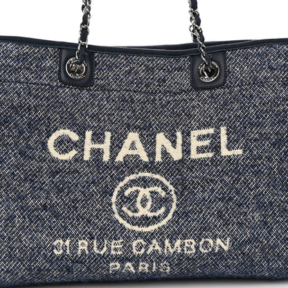 Chanel Mixed Fibers Calfskin Small Deauville Tote Blue 8 of 10