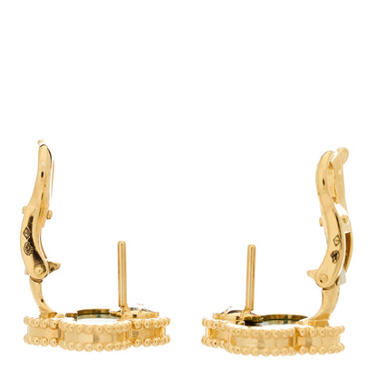 Van Cleef & Arpels 18K Yellow Gold Malachite Vintage Alhambra Earrings 3 of 5