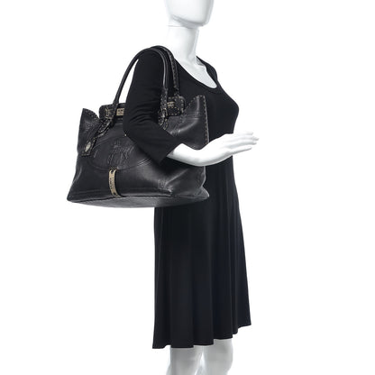 Fendi Calfskin Romano Selleria Large Villa Borghese Tote Black 2 of 10