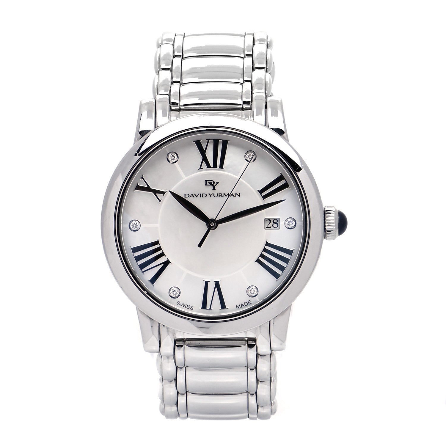 David Yurman Stainless Steel Diamond Mother of Pearl 38mm Classic Quartz Watch 1 of 6
