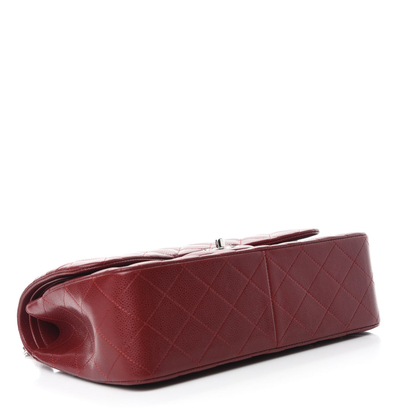 Caviar Quilted Jumbo Double Flap Dark Red
