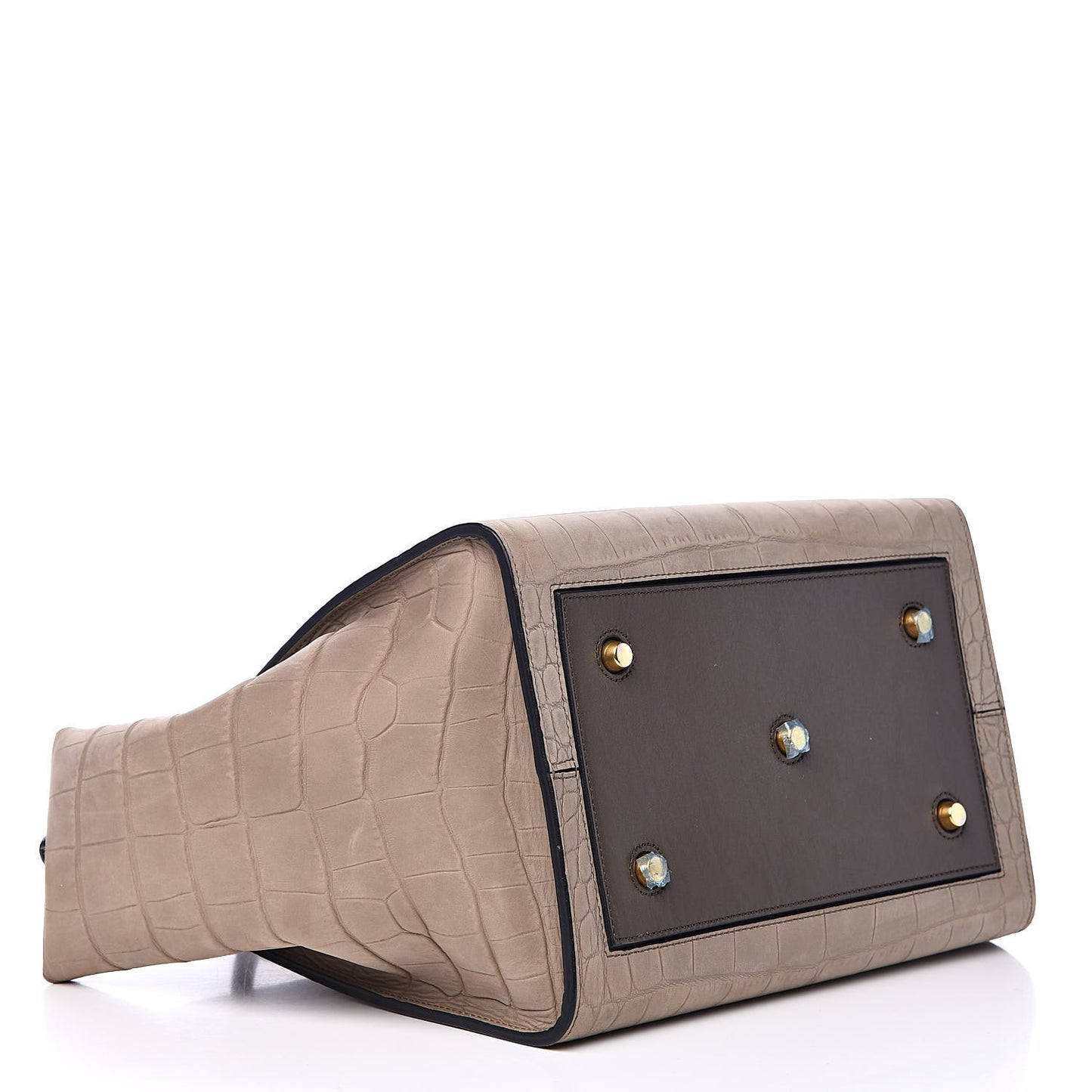 Crocodile Embossed Nubuck Calfskin Small Tie Knot Tote Grey