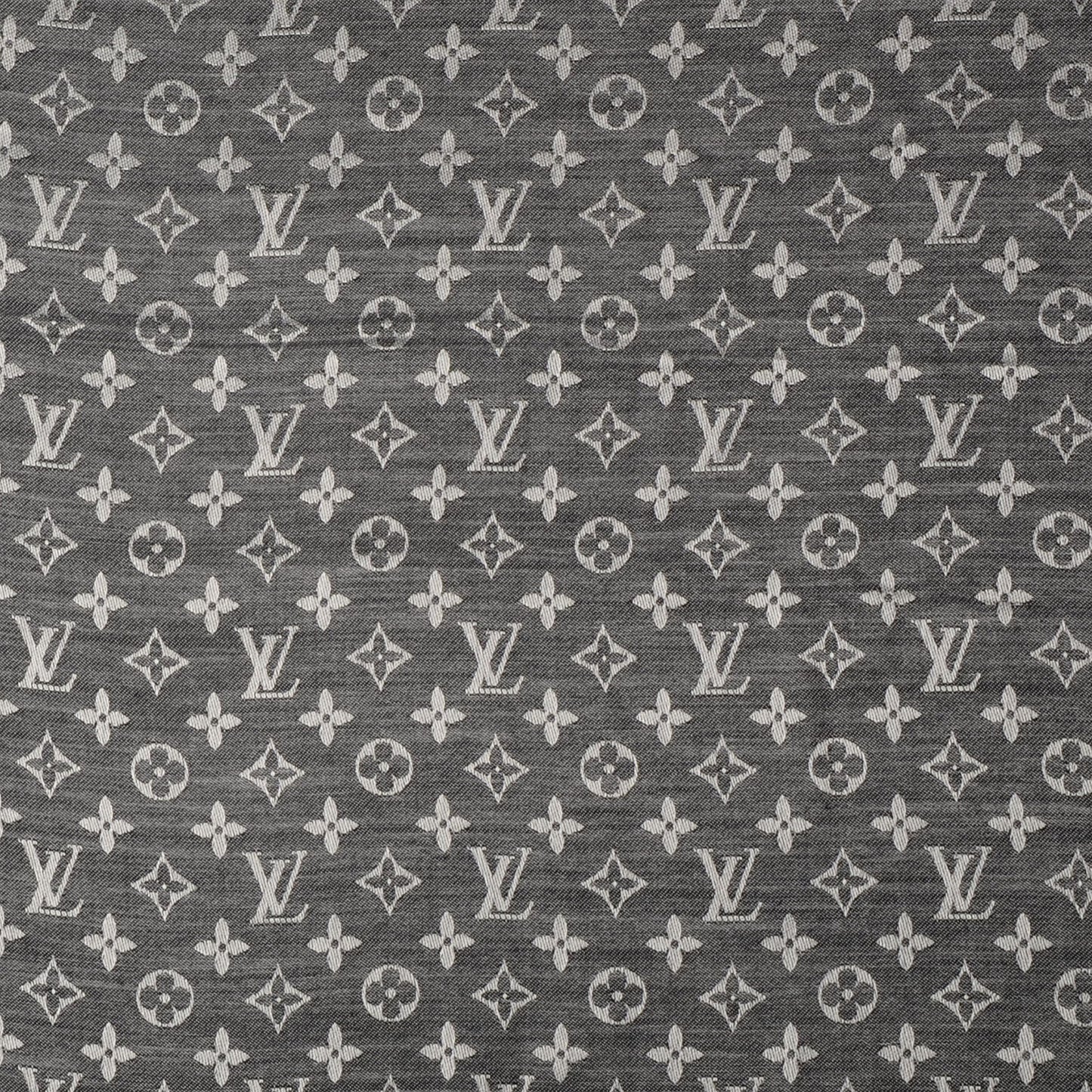 Silk Wool Monogram Denim Shawl Black