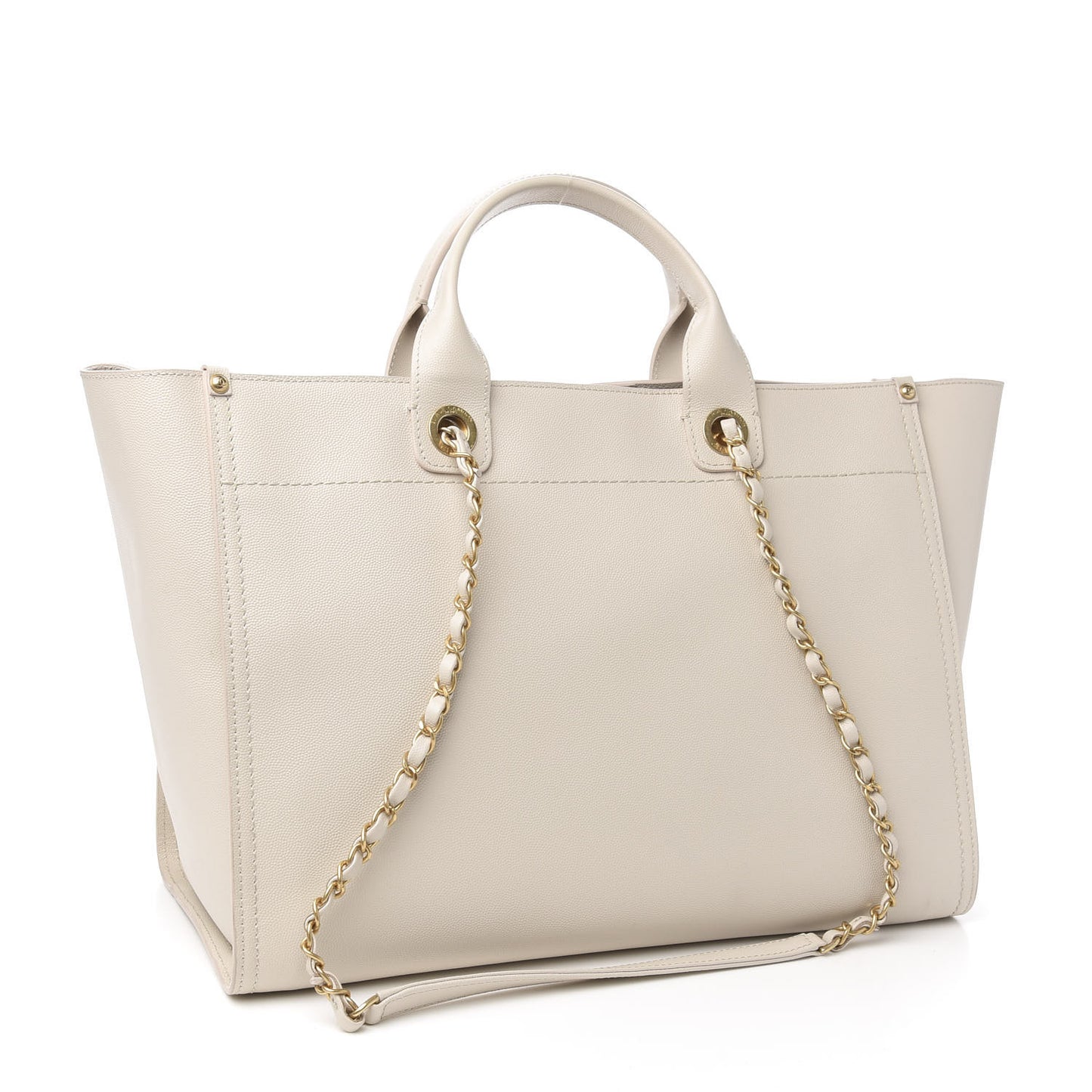 Caviar Medium Studded Deauville Tote Beige