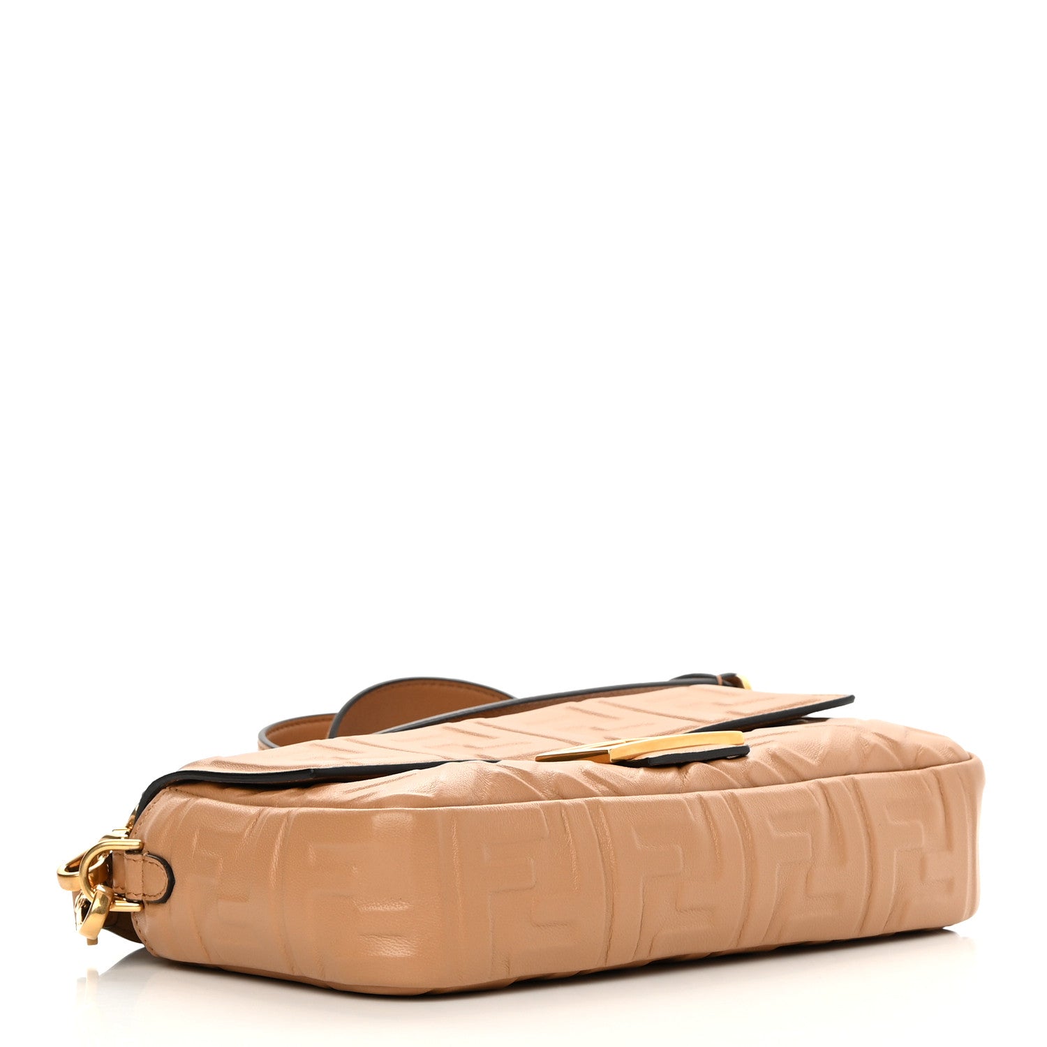 Fendi Nappa FF 1974 Embossed Baguette Miele Scuro 3 of 12