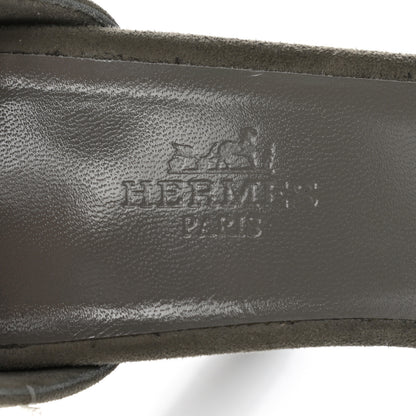 Hermes Suede Goatskin Crystal Premiere 105 Sandals 38 Grey 7 of 9