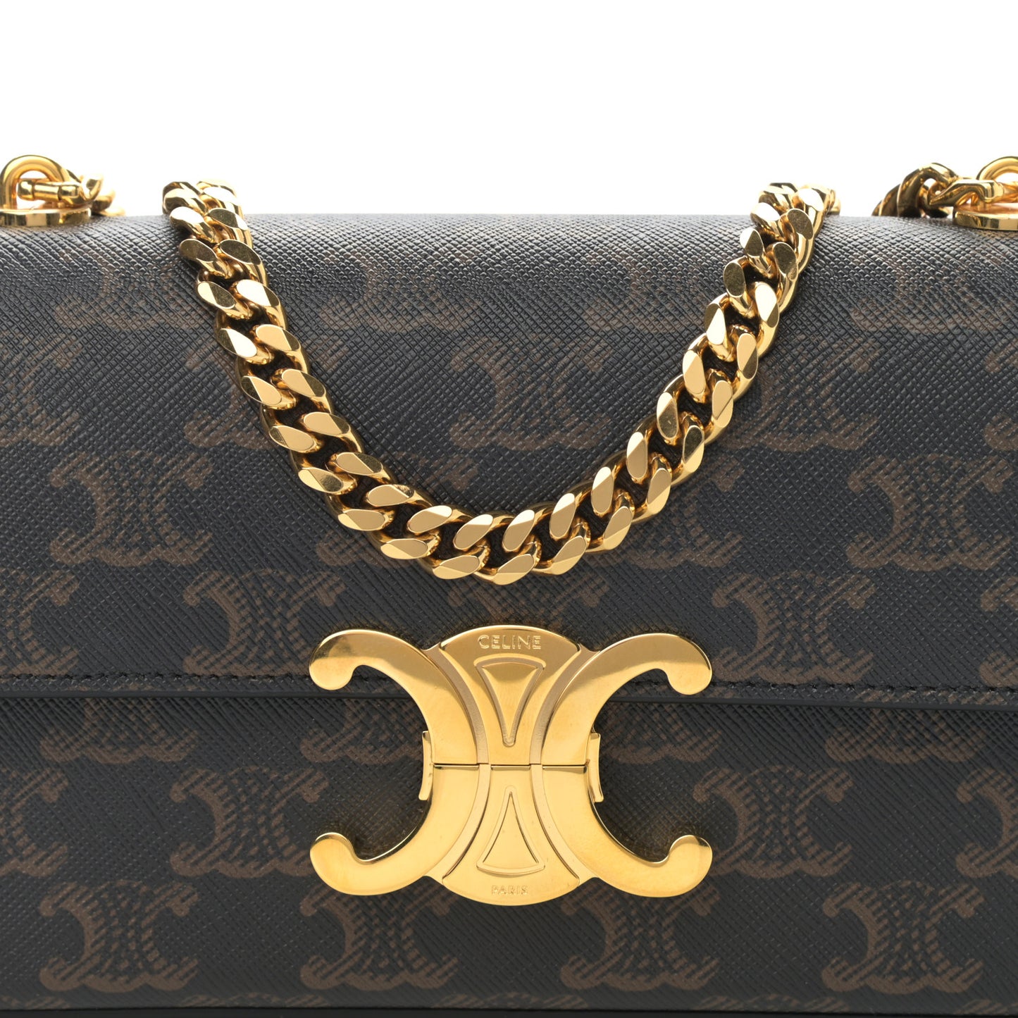 Triomphe Canvas Chain Shoulder Bag Tan