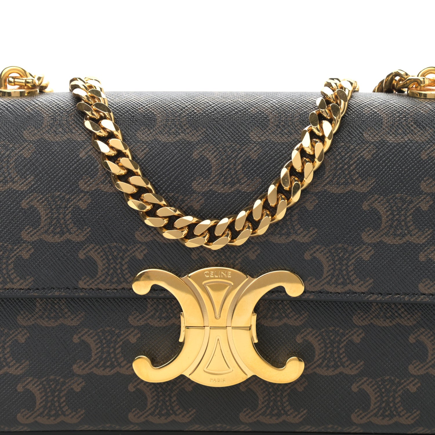 Celine Triomphe Canvas Chain Shoulder Bag Tan 8 of 11