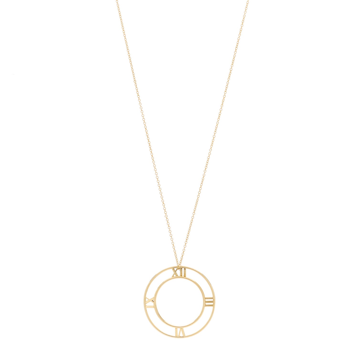 Tiffany 18K Yellow Gold Large Atlas Open Pendant Necklace 1 of 5