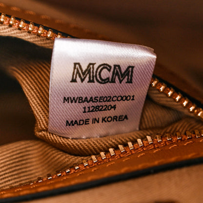 MCM Visetos Small Essential Boston Bag Cognac 6 of 9