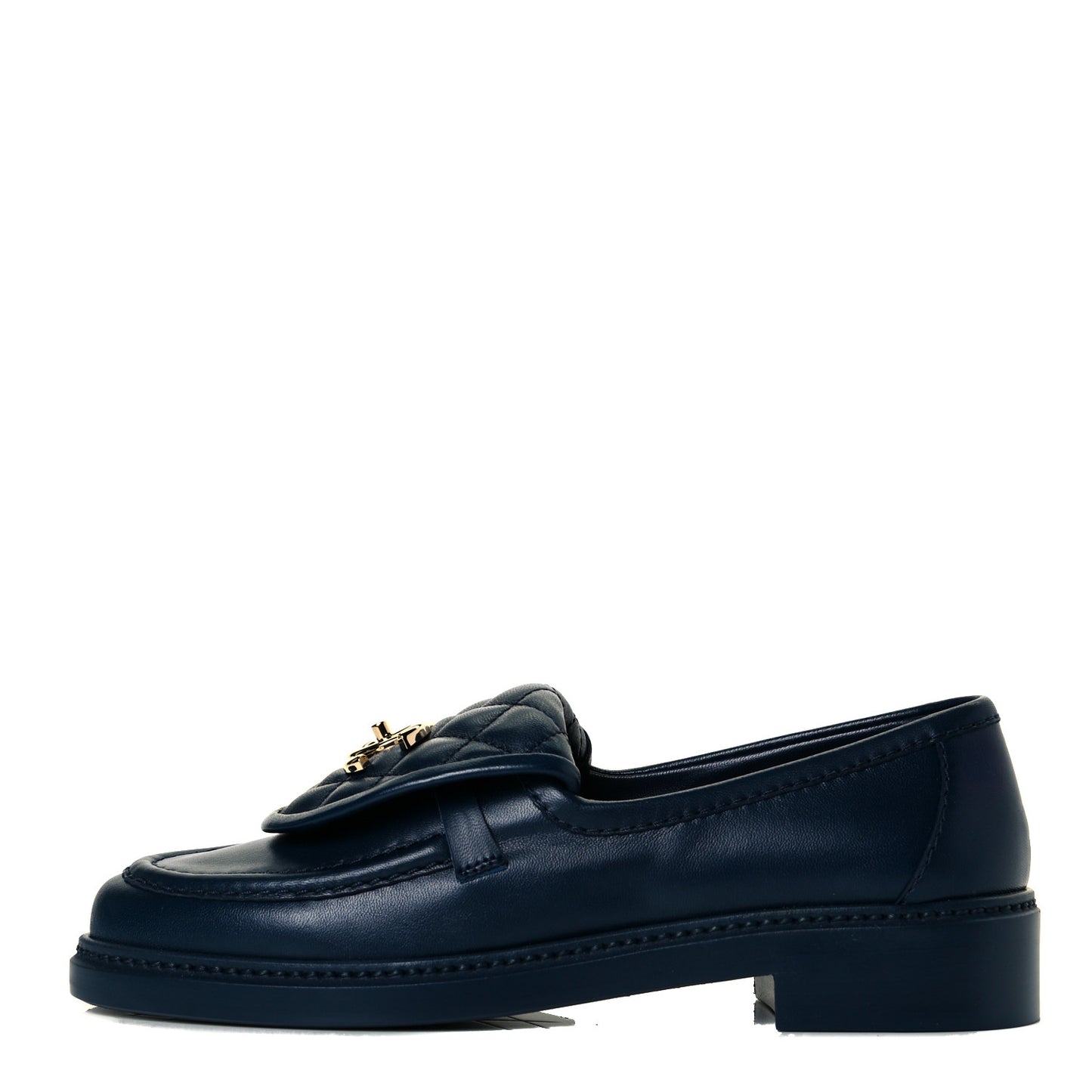 Lambskin Quilted CC Turnlock Loafers 36.5 Navy