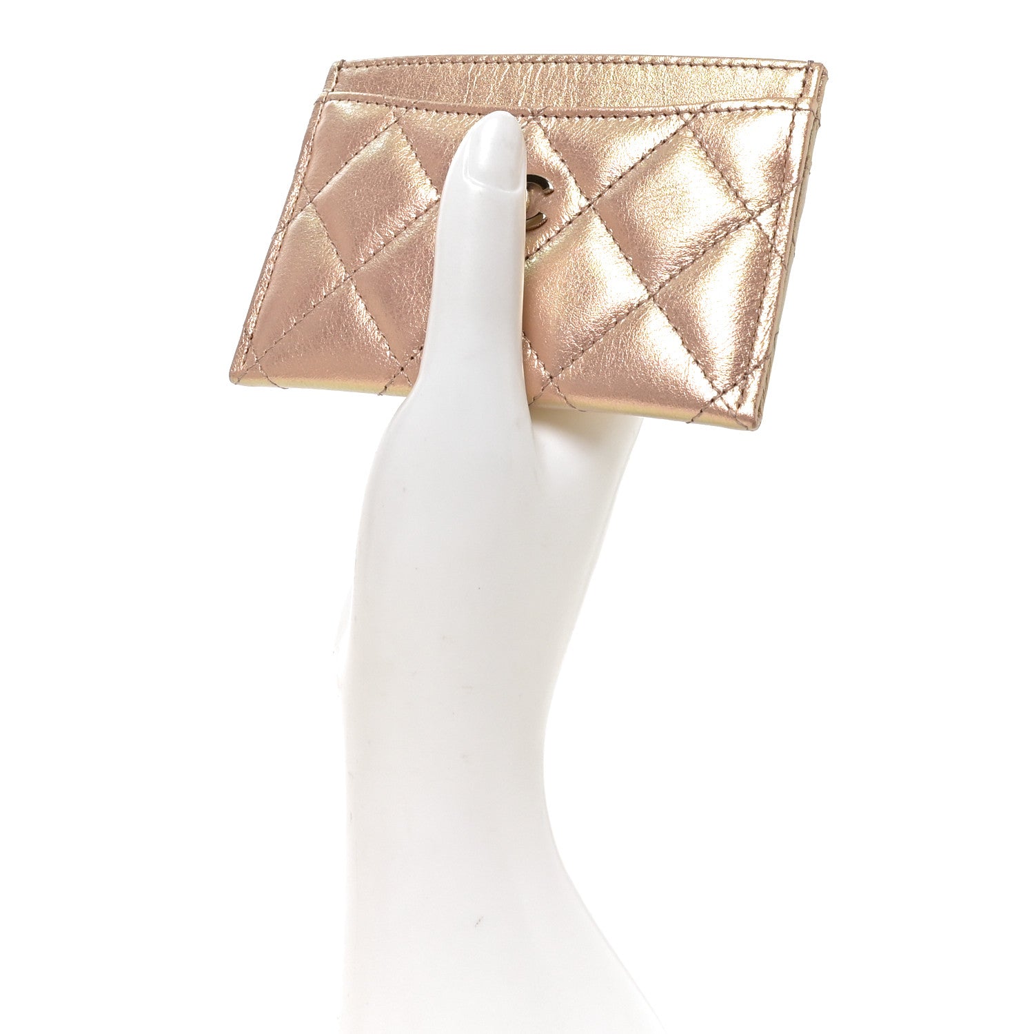 Chanel Iridescent Calfskin Quilted Card Holder Pink 2 of 8