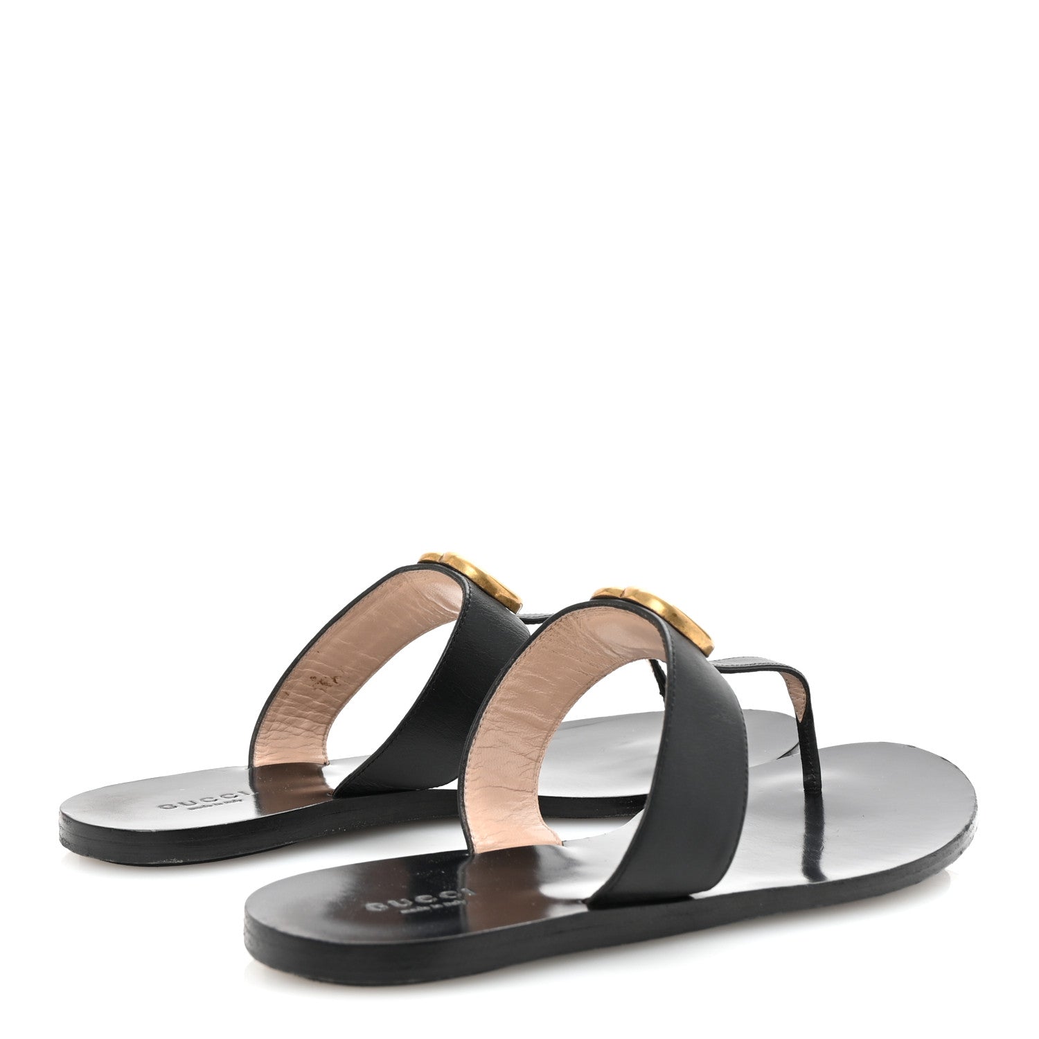Gucci Calfskin GG Marmont Thong Sandals 39 Black 5 of 9