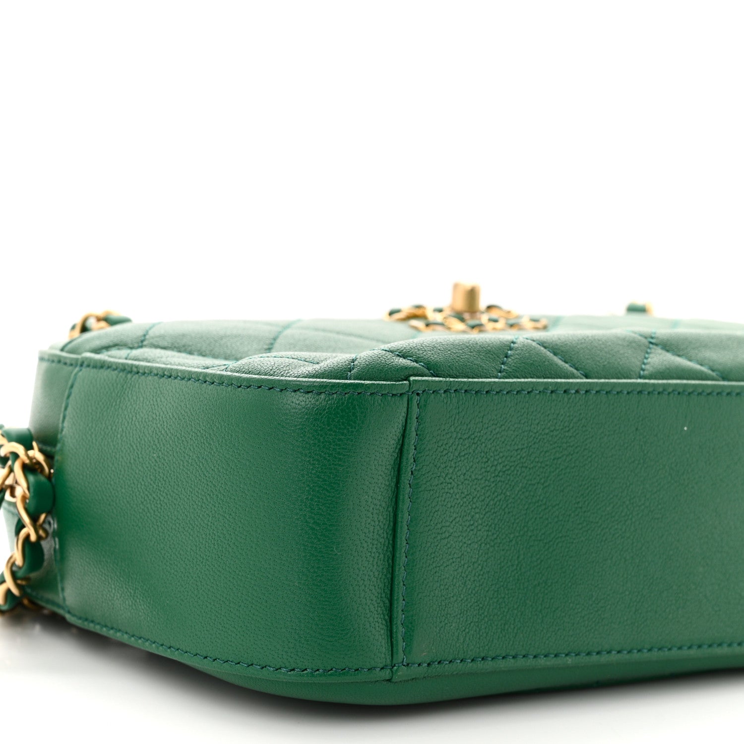 Chanel Goatskin Quilted Chanel 19 Camera Case Green 9 of 10