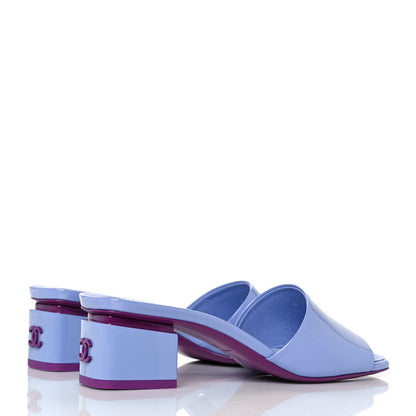 Chanel Patent Calfskin CC Mules 35 Light Purple Dark Purple 4 of 9