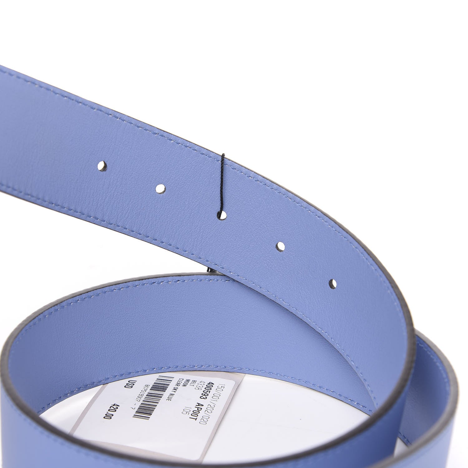 Gucci Calfskin Double G 40mm Belt 105 42 Clear Sky Blue 3 of 4