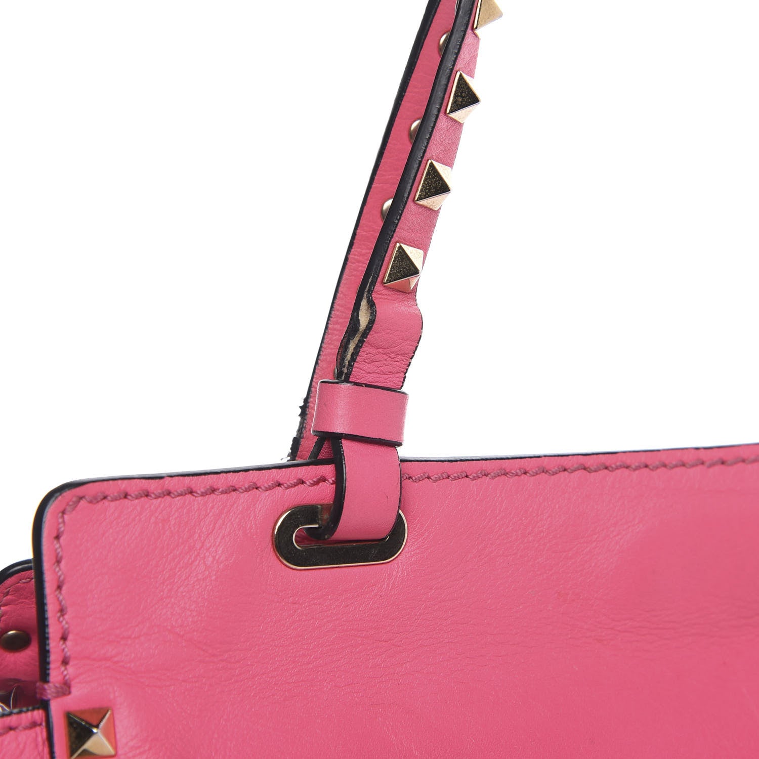 Valentino Garavani Vitello Small Rockstud Tote Fuxia Fluo 10 of 13