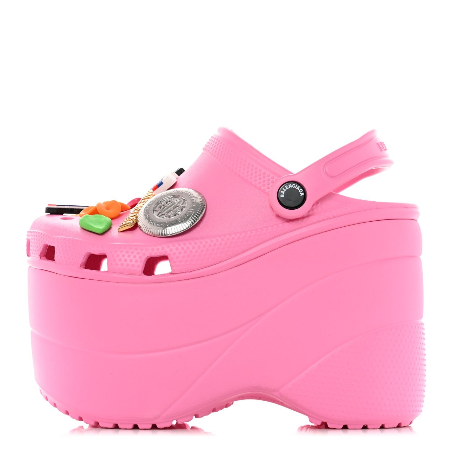 X CROCS Rubber Textured Womens Platform Sandals 35 Rose Bonbon