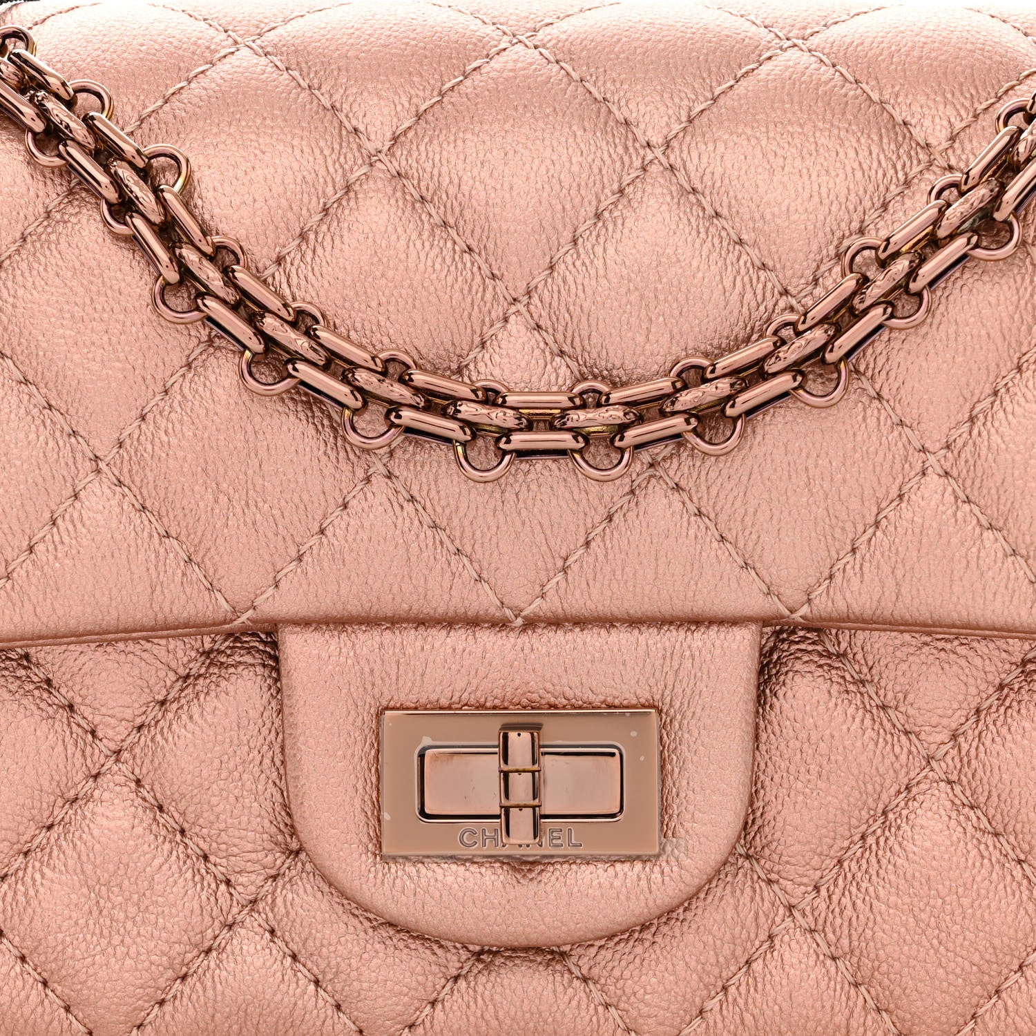 Chanel Metallic Grained Calfskin Quilted 2.55 Reissue Mini Flap Copper Pink 8 of 11