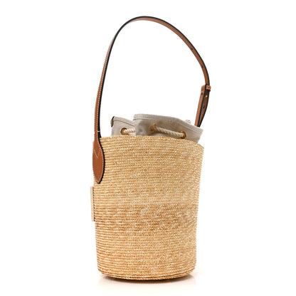 Gucci Straw Calfskin Small Logo Bucket Bag Natural Tan 3 of 10