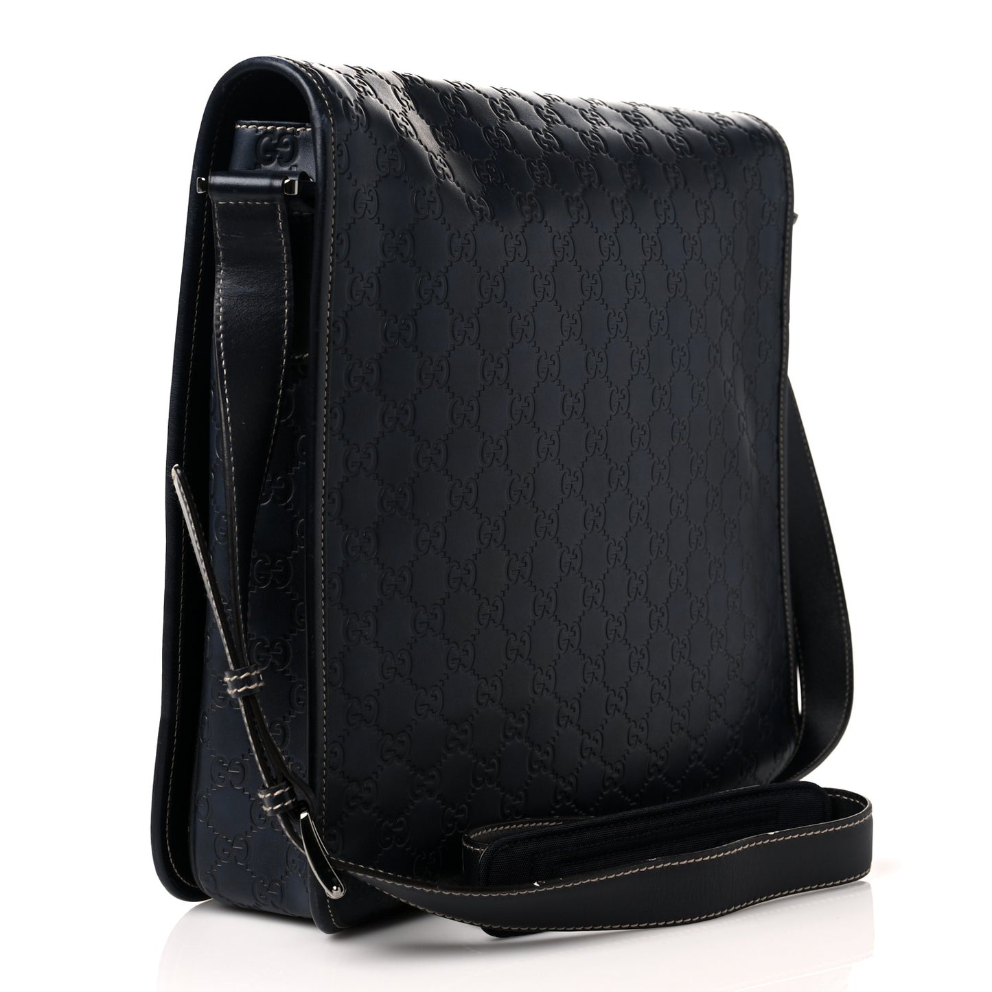 Guccissima Large Flap Messenger Bag Navy