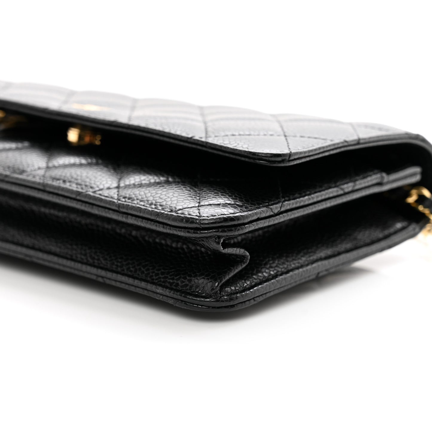 Caviar Quilted Wallet on Chain WOC Black