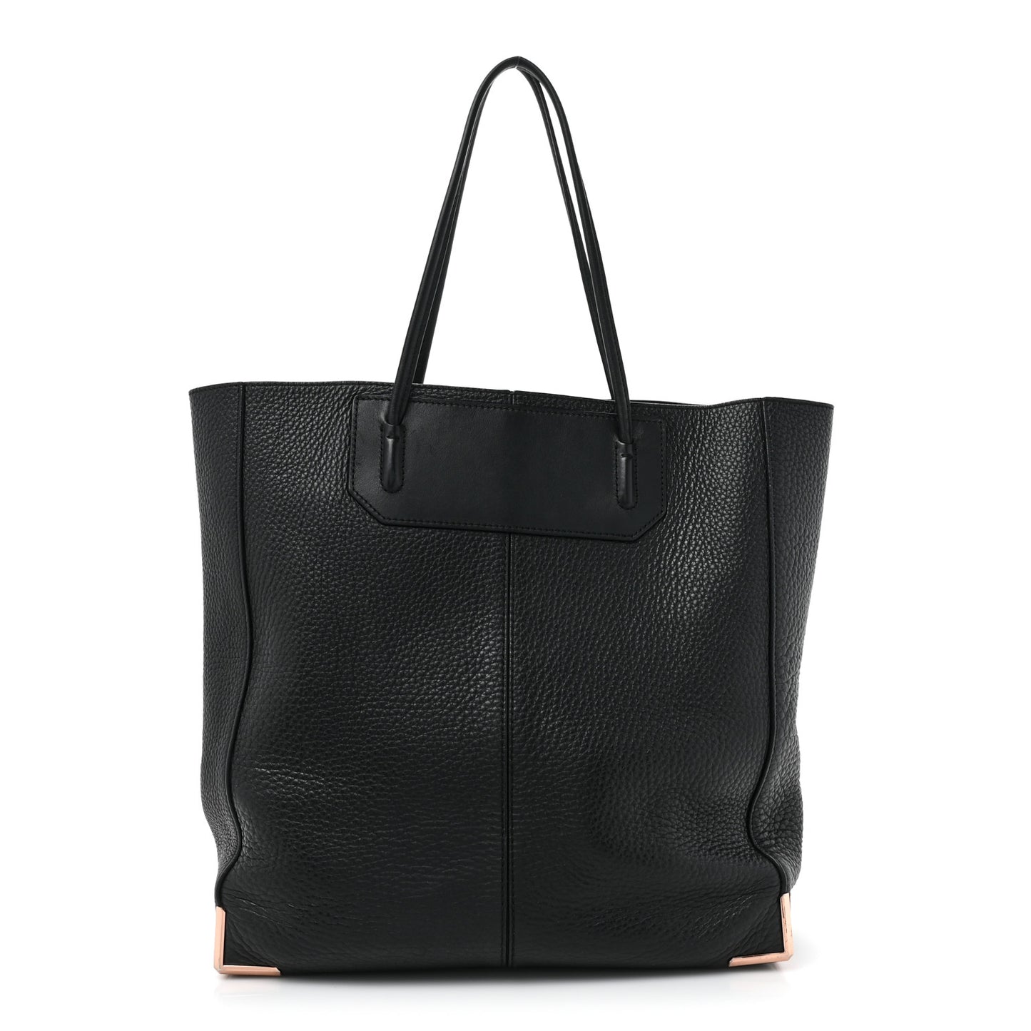 Pebbled Calfskin Large Prisma Skeletal Tote Black Rose Gold Hardware