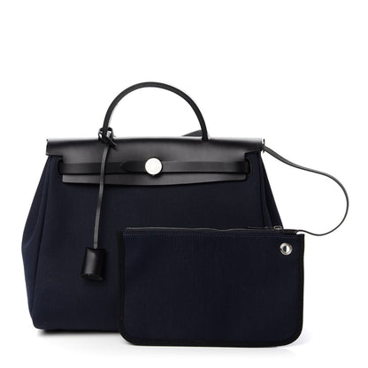 Hermes Military Toile Vache Hunter Herbag Zip PM 31 Black Bleu Indigo 1 of 9