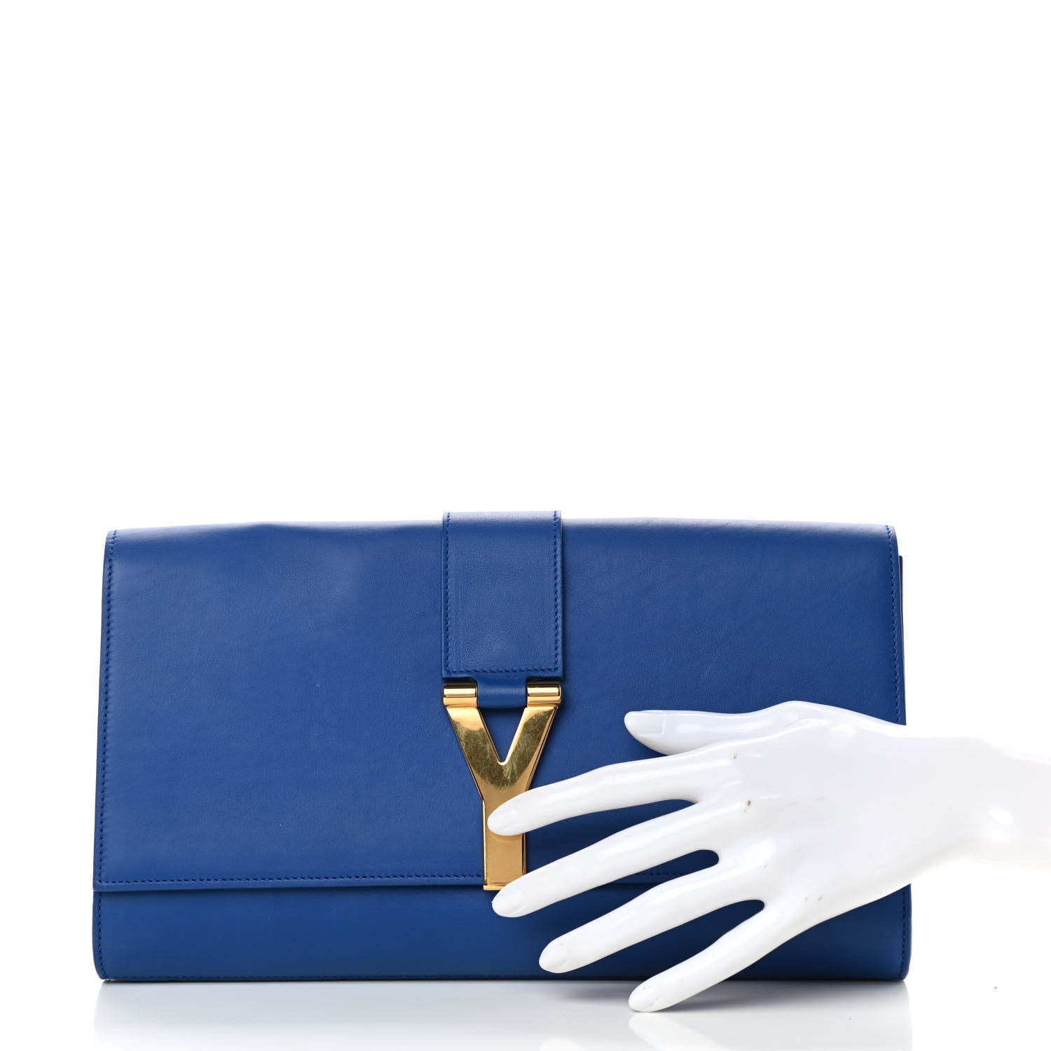 Saint Laurent Calfskin Classic Y Ligne Clutch Royal Blue 2 of 7