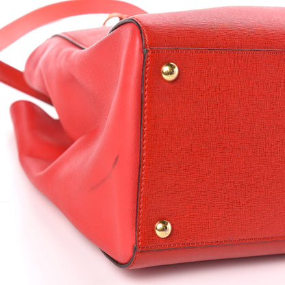 Fendi Vitello Elite Flamingo Regular 2Jours Tote Rosso Fiamma 8 of 19