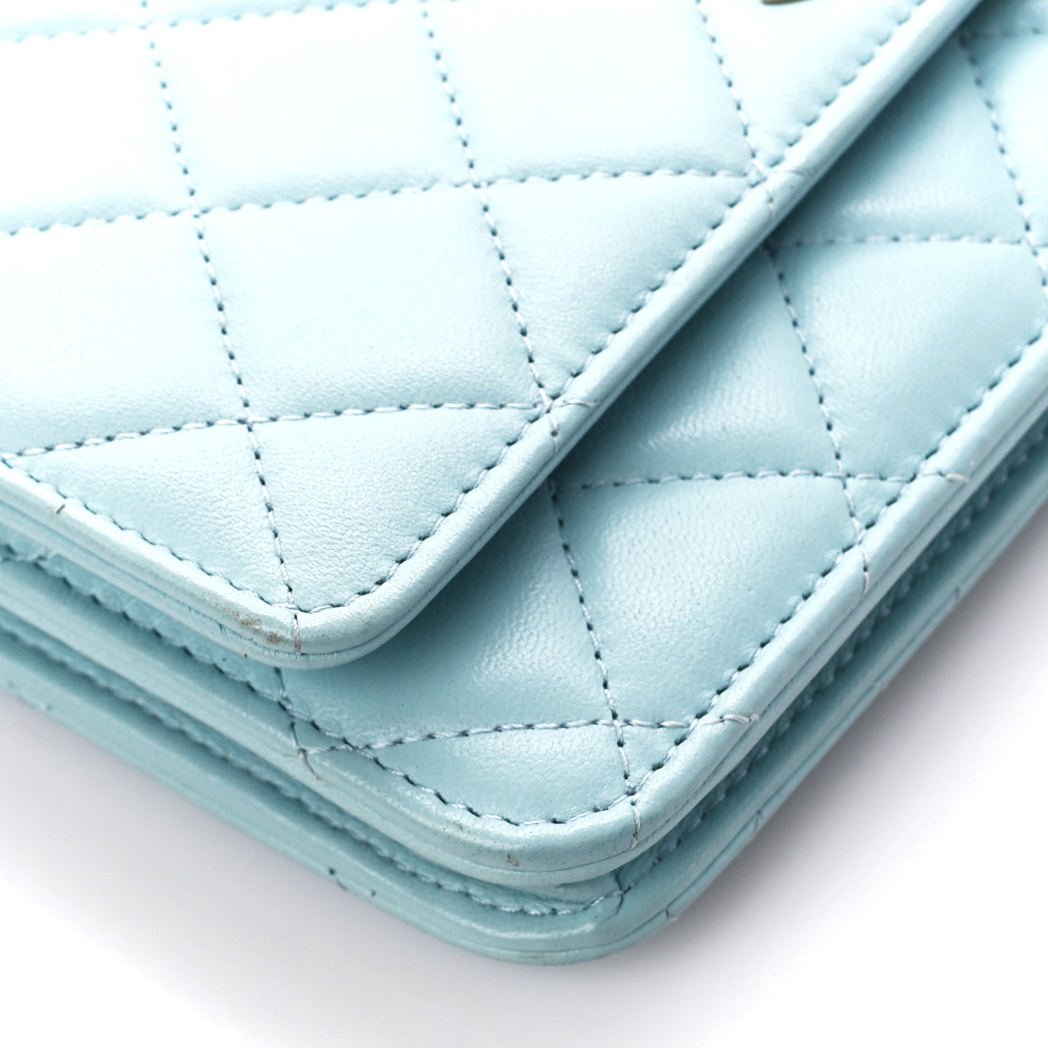 Chanel Lambskin Quilted Trendy CC Wallet On Chain WOC Light Blue 11 of 12