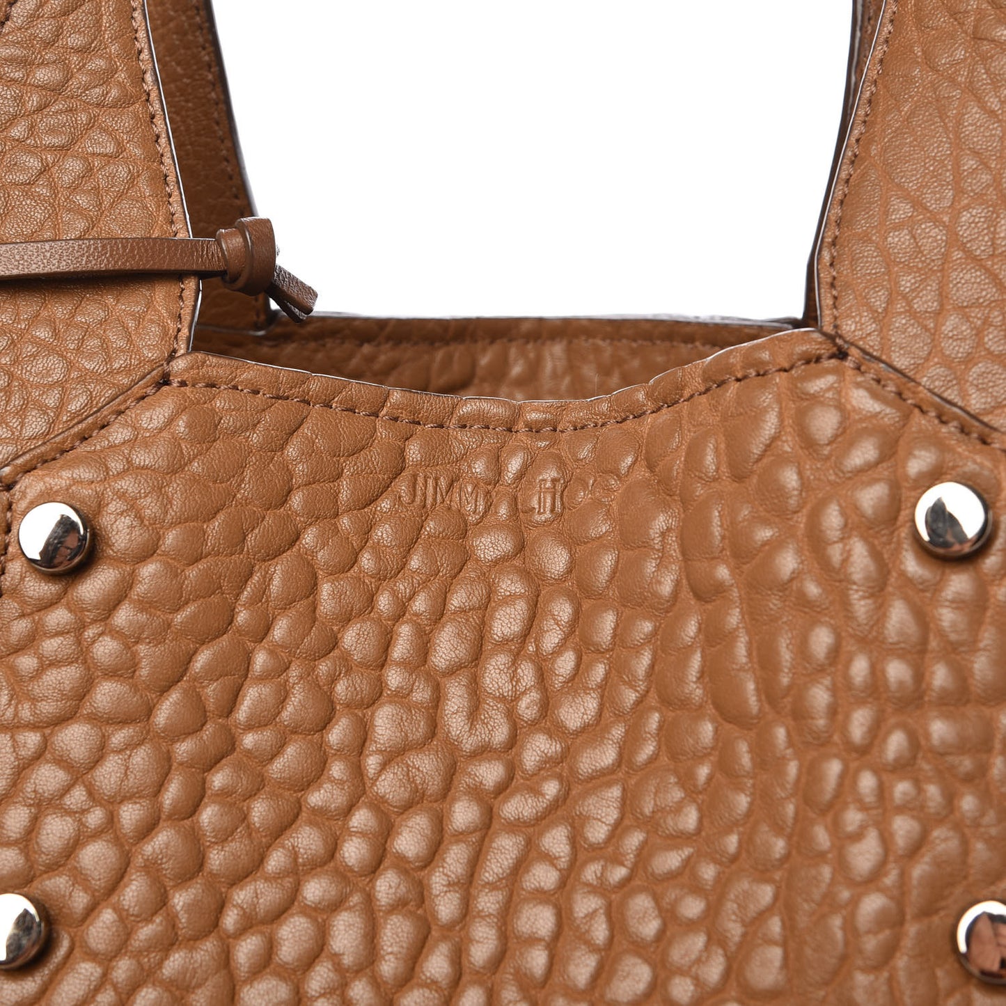 Grained Lambskin Studded Lockett Shopper Tote Tan
