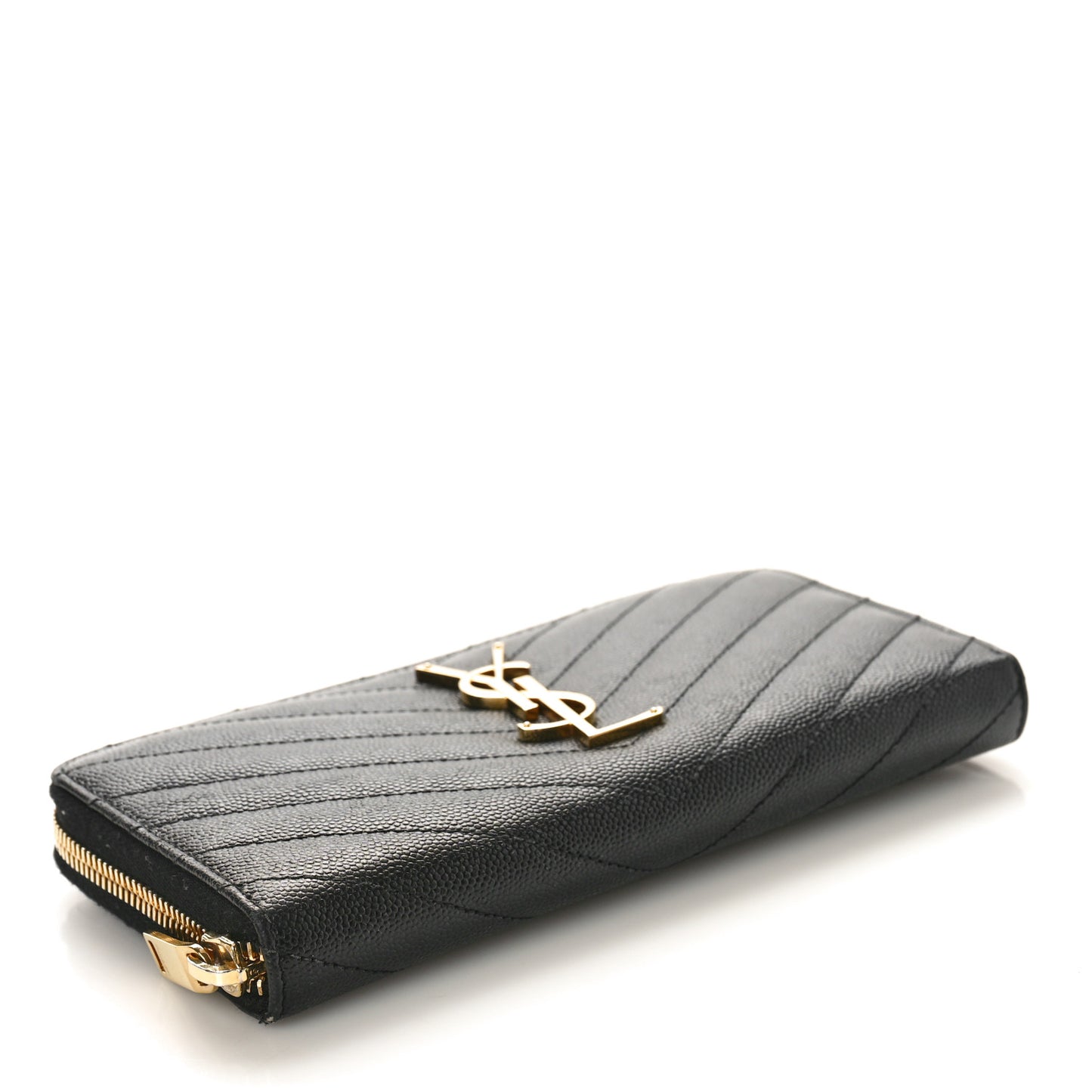 Grain De Poudre Matelasse Chevron Monogram Zip Around Wallet Black