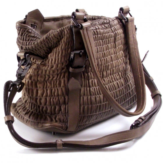 Leather Gathered Large Tote Bag