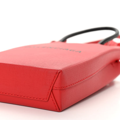 Balenciaga Squared Calfskin Logo Shopping Phone Holder Bag Red 9 of 9
