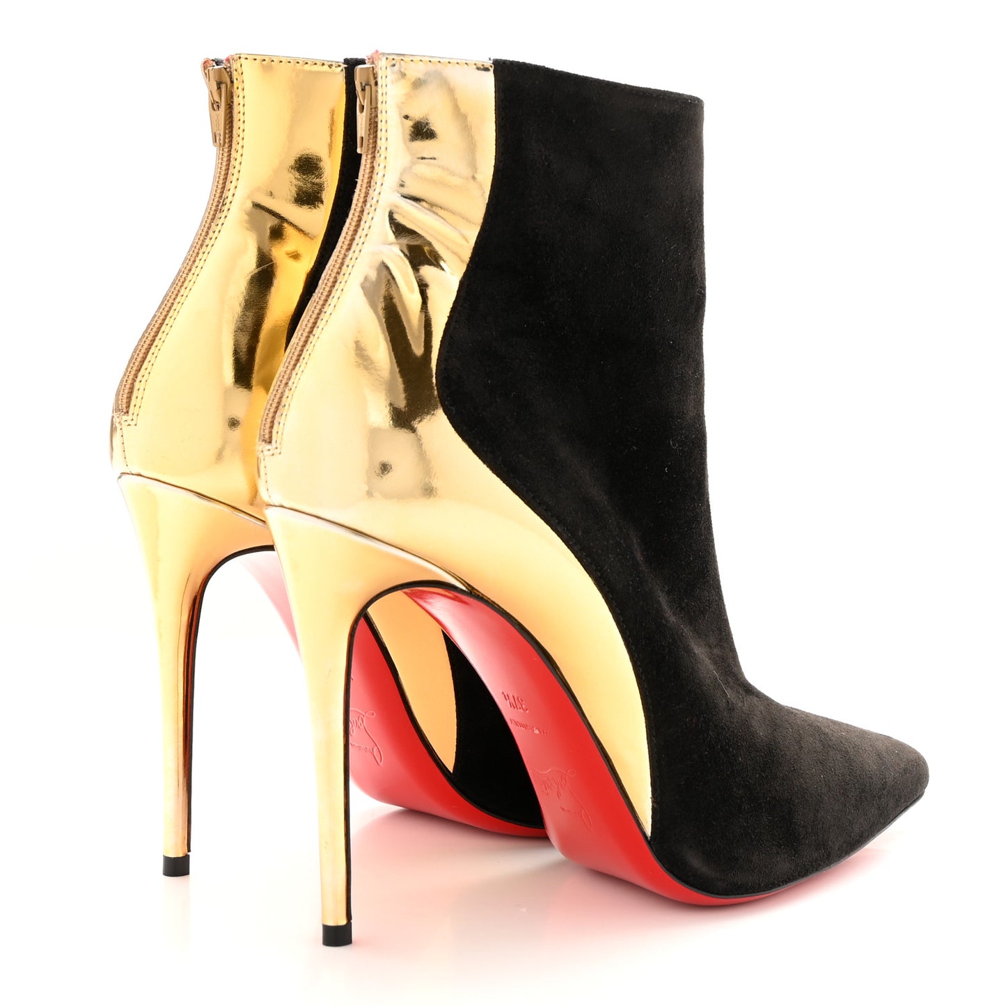 Veau Velours Specchio 100 Delicotte Booties 37.5 Black Gold