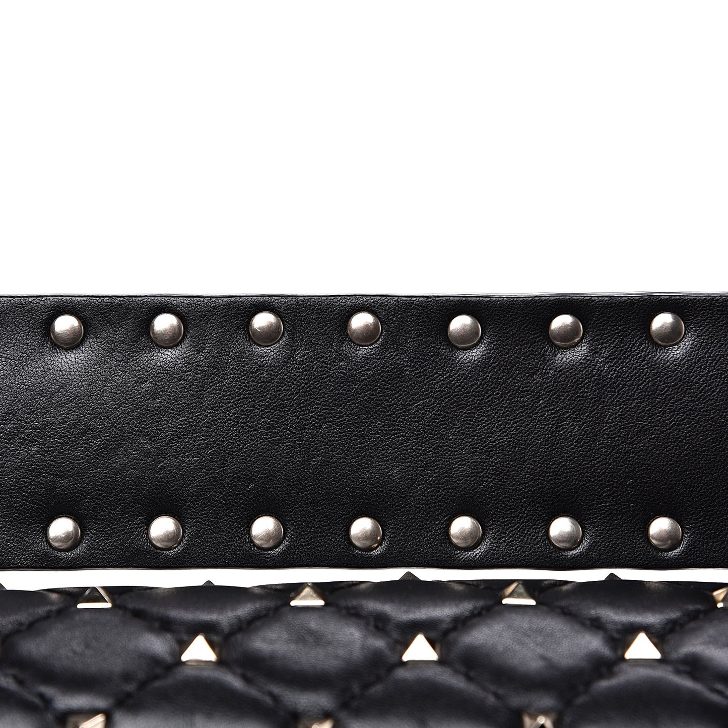 Lambskin Large Rockstud Spike Shoulder Bag Black