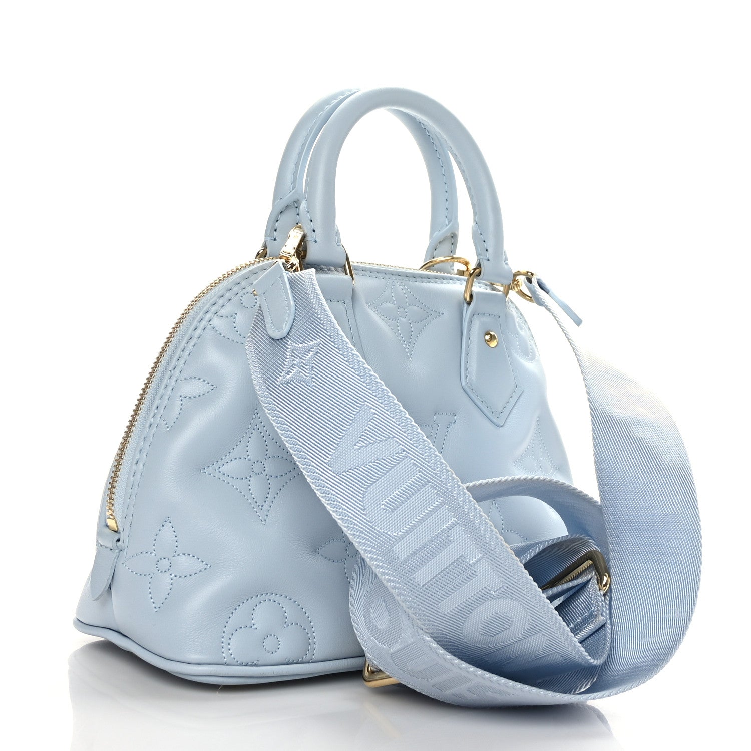 Louis Vuitton Calfskin Bubblegram Alma BB Ice Blue 3 of 8