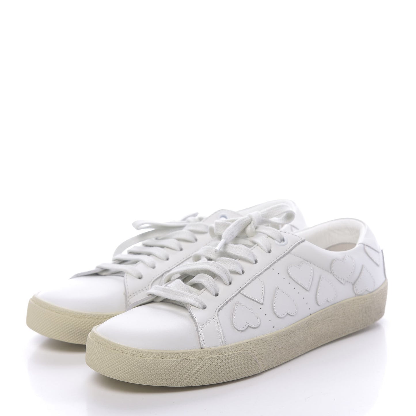 Calfskin Heart Court Classic Sneakers 36.5 White