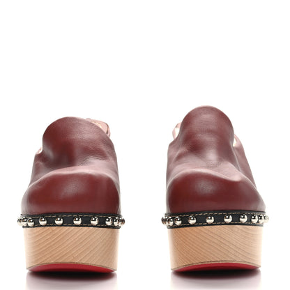 Christian Louboutin Calfskin Shearling Joan 130 Platform Mules 40.5 Burgundy 2 of 7