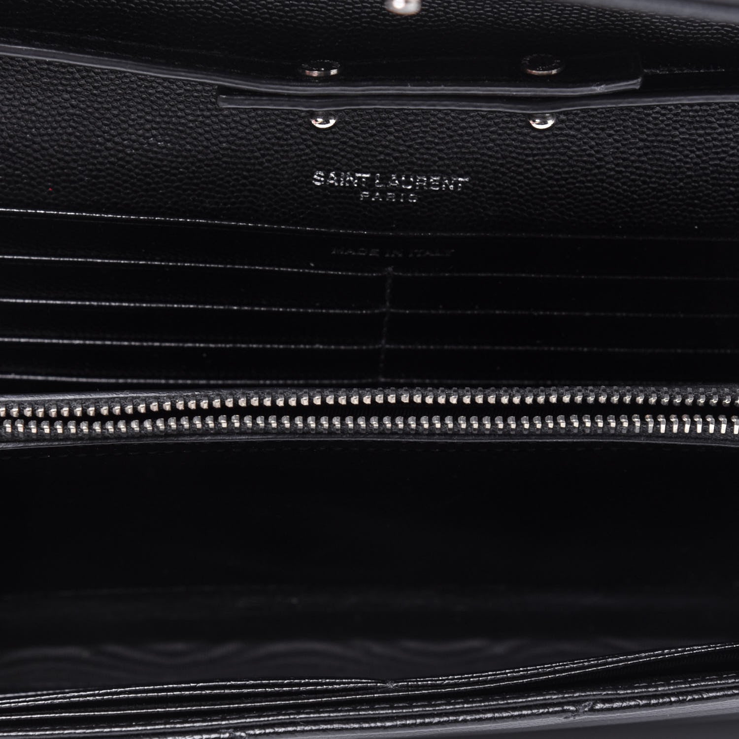 Saint Laurent Grain De Poudre Matelasse Chevron Monogram Chain Wallet Black 5 of 9