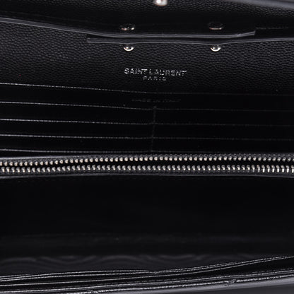 Saint Laurent Grain De Poudre Matelasse Chevron Monogram Chain Wallet Black 5 of 9